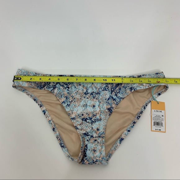 Kona Sol Blue Multi Python Print Hipster Medium Coverage Bikini Bottoms Swimsuit - Picture 6 of 16